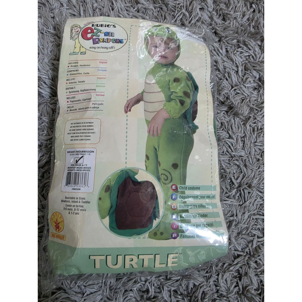 Rubie's Ez-On Romper Turtle Costume Infant Baby Size 6-12M New